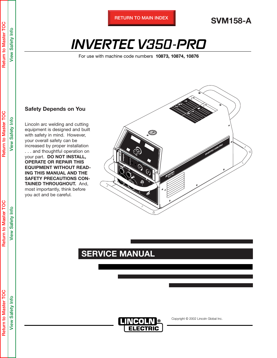 Lincoln Electric INVERTEC SVM158-A User Manual | 167 pages