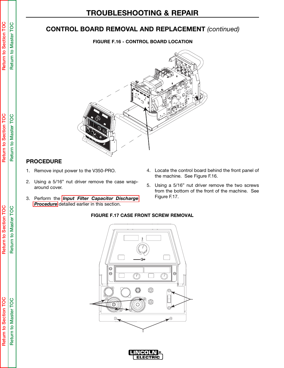 Troubleshooting & repair, Control board removal and replacement (continued), Procedure | Control board | Lincoln Electric INVERTEC SVM158-A User Manual | Page 102 / 167