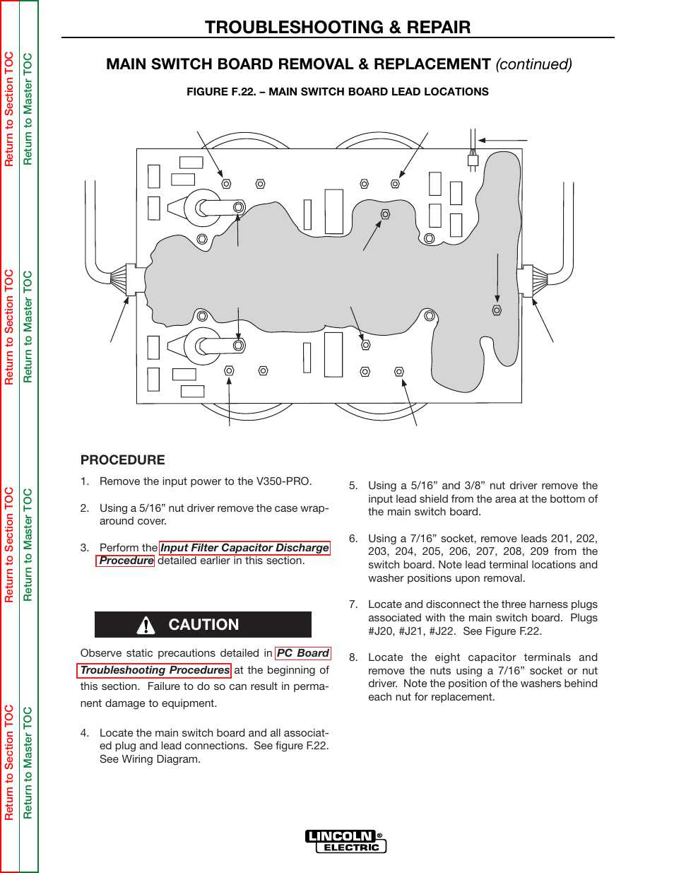 Troubleshooting & repair, Caution | Lincoln Electric INVERTEC SVM158-A User Manual | Page 110 / 167