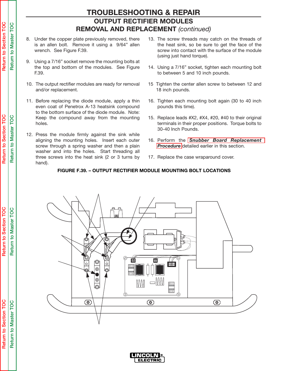 See figure f.39, Troubleshooting & repair | Lincoln Electric INVERTEC SVM158-A User Manual | Page 135 / 167