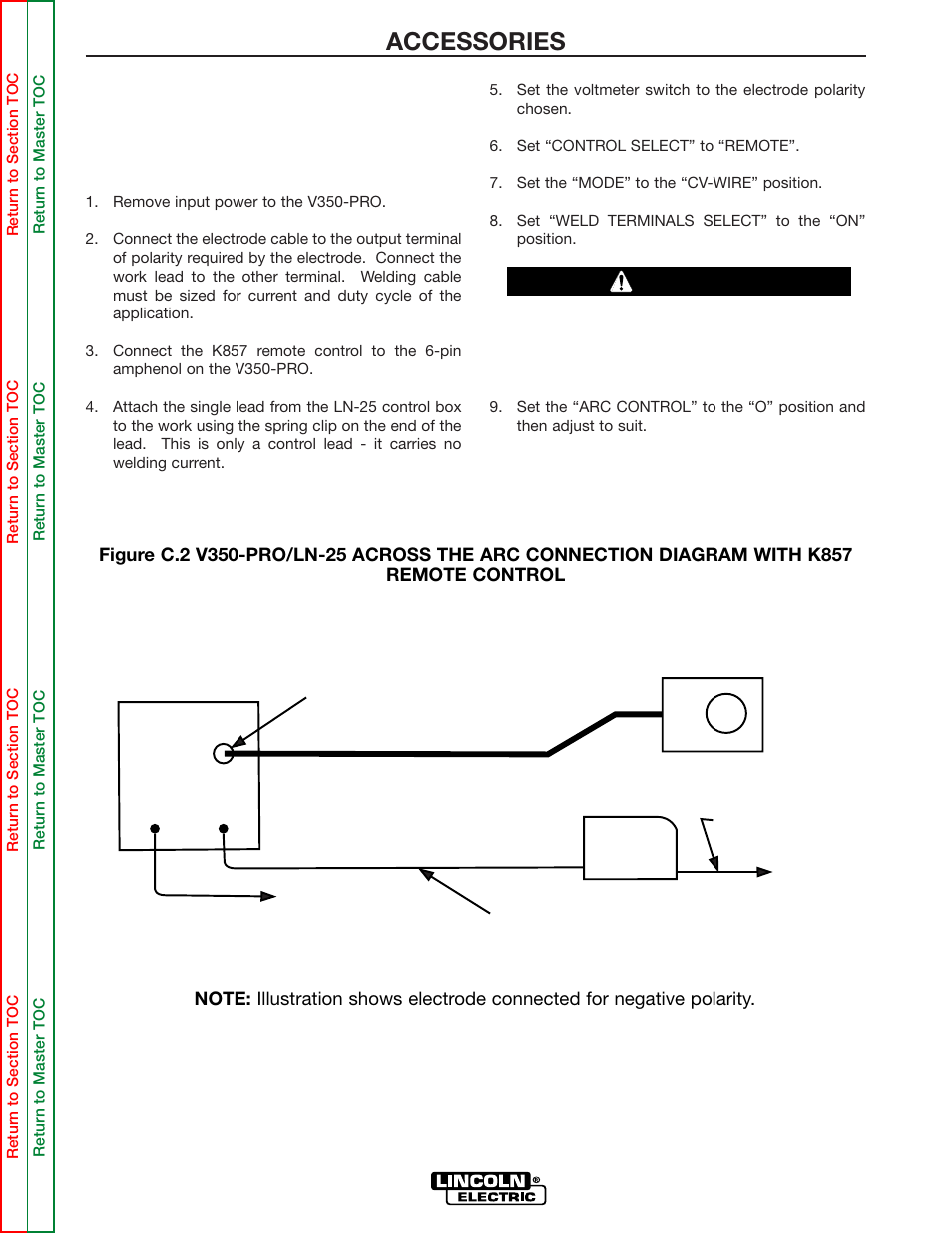 Accessories, Caution | Lincoln Electric INVERTEC SVM158-A User Manual | Page 31 / 167