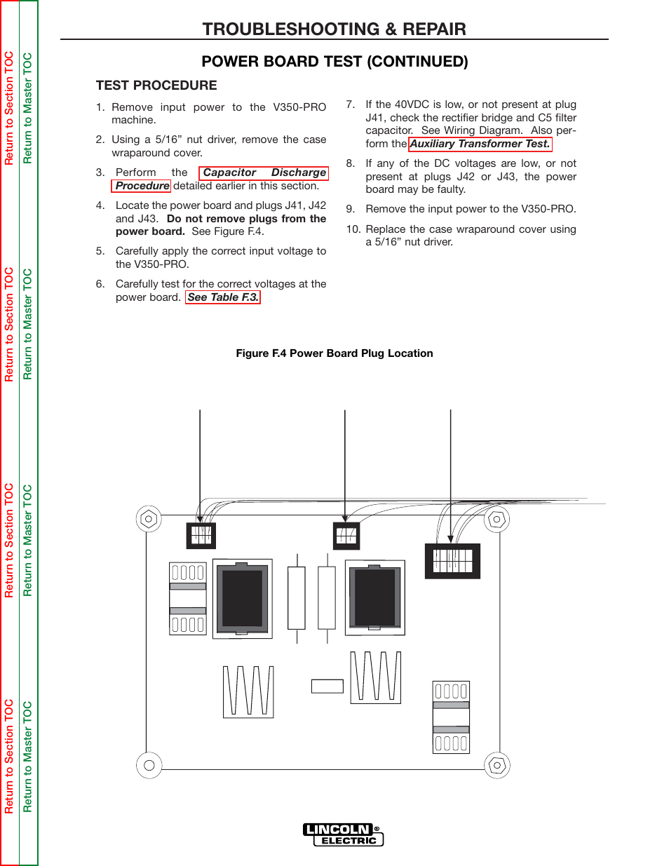 Troubleshooting & repair, Power board test (continued) | Lincoln Electric INVERTEC SVM158-A User Manual | Page 76 / 167