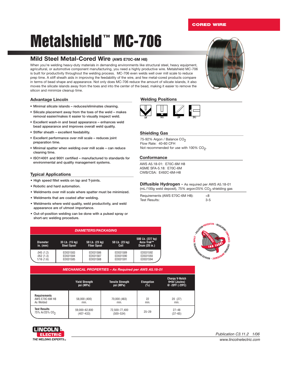 Lincoln Electric MC-706 User Manual | 2 pages
