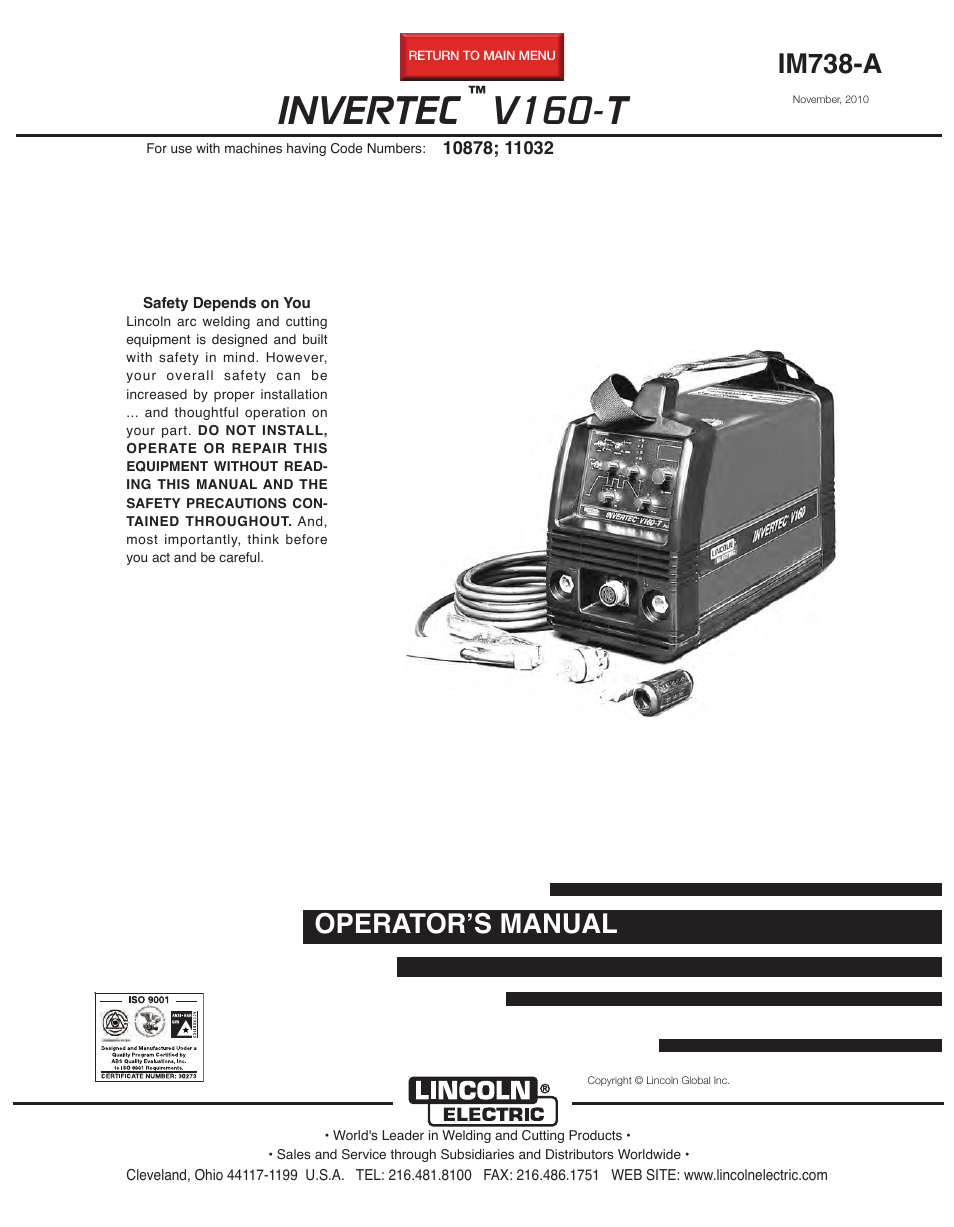 Lincoln Electric IMVERTEC V160-T User Manual | 36 pages