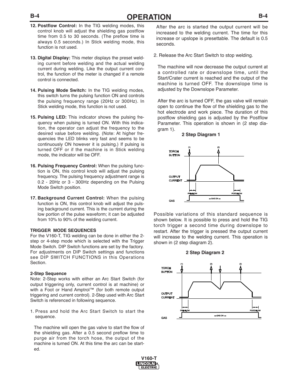 Operation | Lincoln Electric IMVERTEC V160-T User Manual | Page 17 / 36