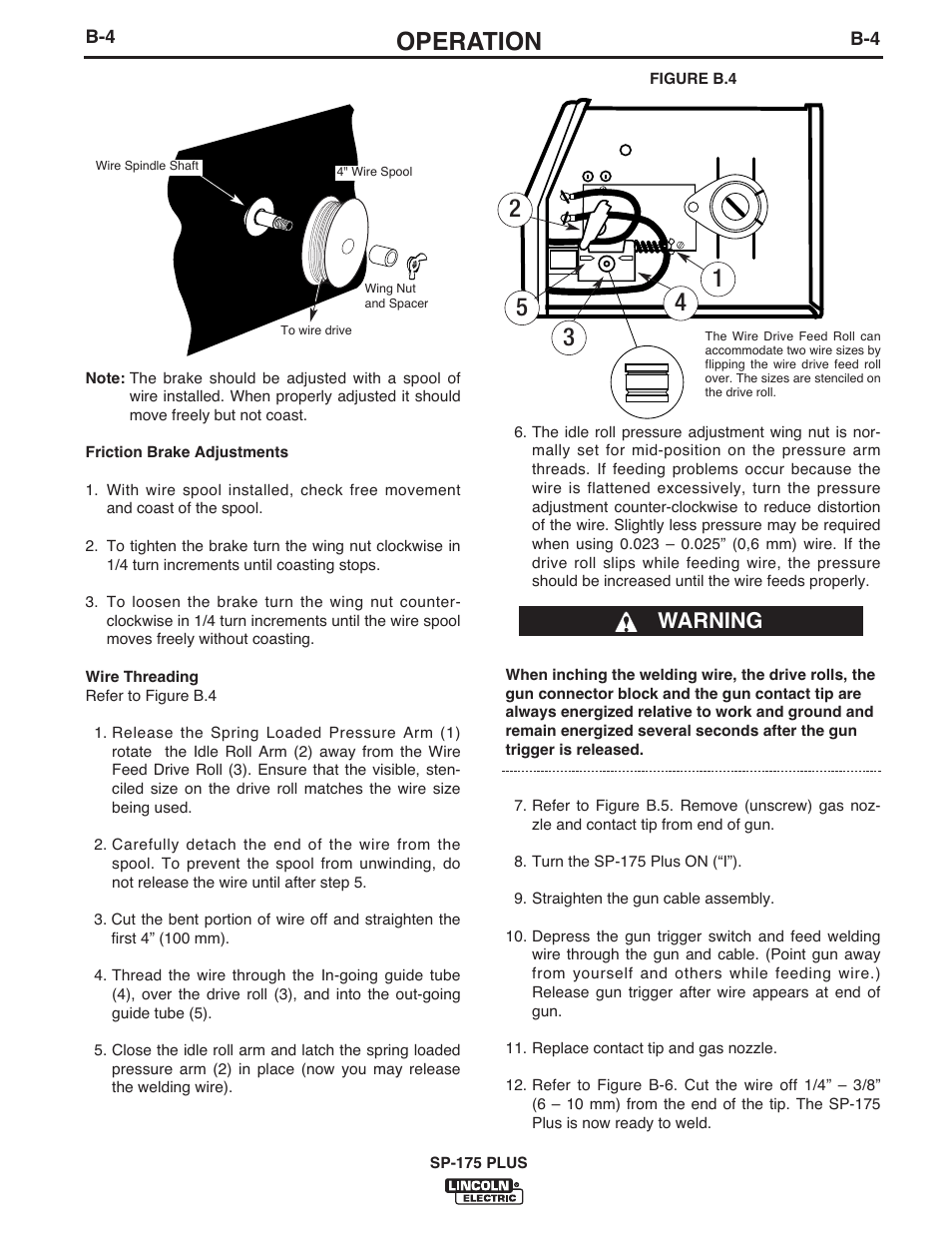 Operation, Warning | Lincoln Electric IM610-A User Manual | Page 17 / 49