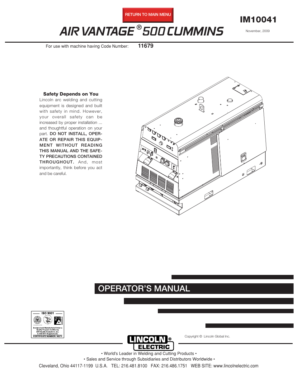 Lincoln Electric AIR VANTAGE IM10041 User Manual | 54 pages