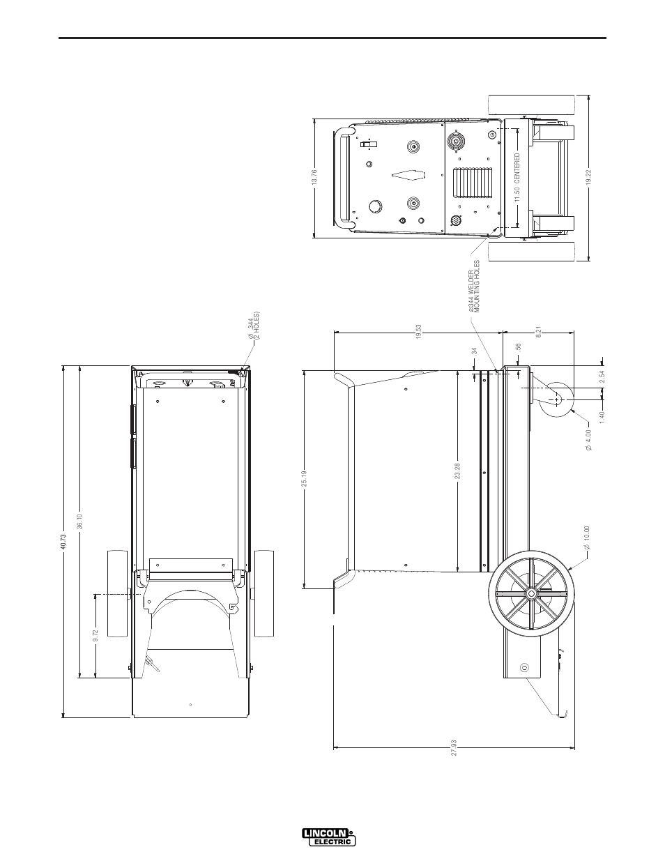 Dimension print, Square wave tig 175 | Lincoln Electric SQUARE WAVE IM607 User Manual | Page 28 / 34