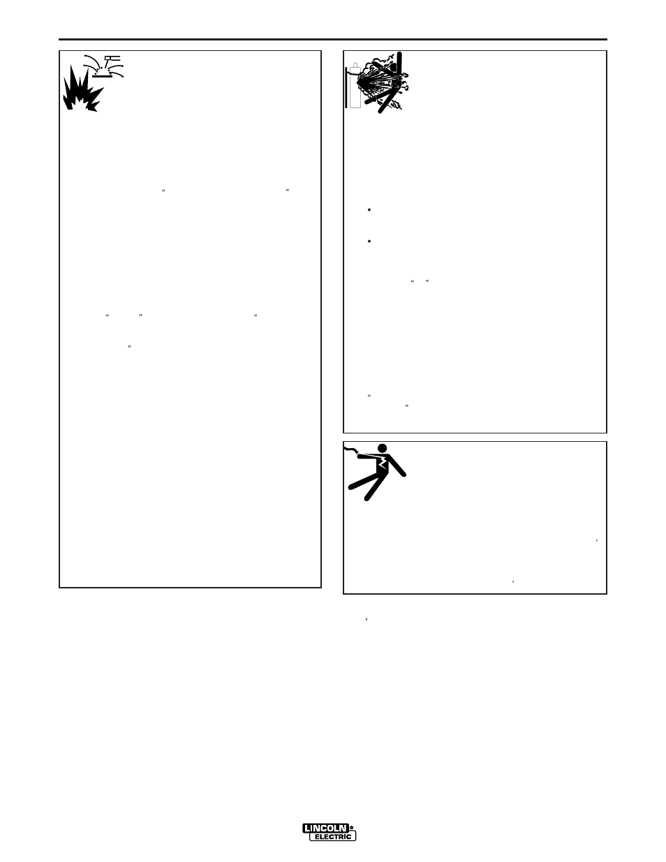 Safety, For electrically powered equipment, Cylinder may explode if damaged | Welding sparks can cause fire or explosion | Lincoln Electric SQUARE WAVE IM607 User Manual | Page 4 / 34