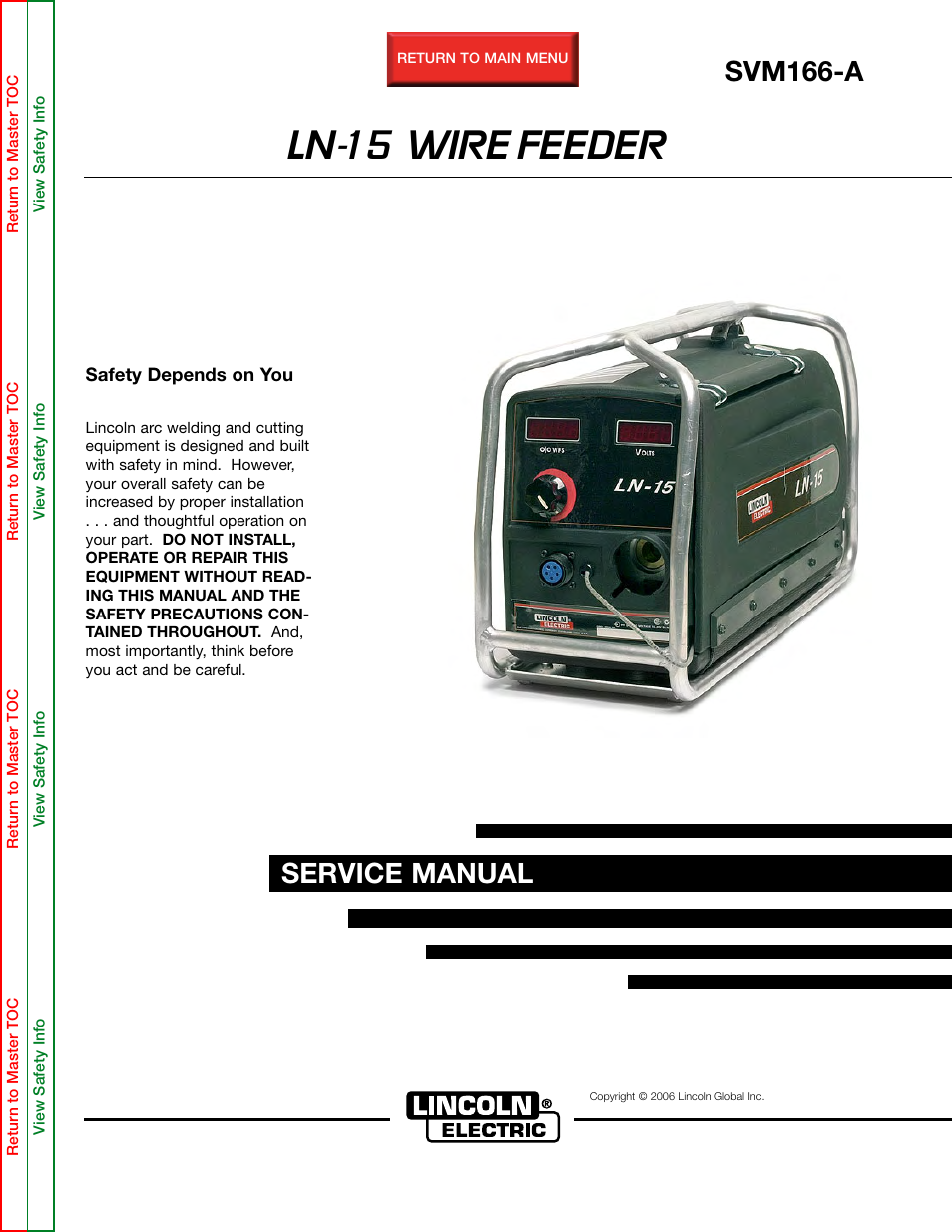 Lincoln Electric LN-15 WIRE FEEDER SVM166-A User Manual | 93 pages