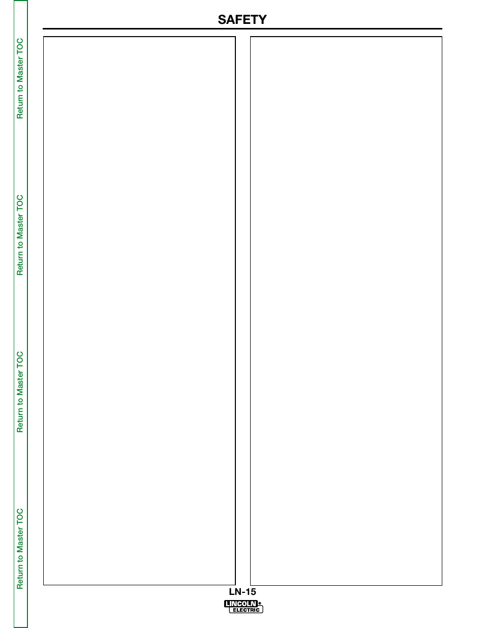 Safety, Précautions de sûreté, Ln-15 | Lincoln Electric LN-15 WIRE FEEDER SVM166-A User Manual | Page 5 / 93