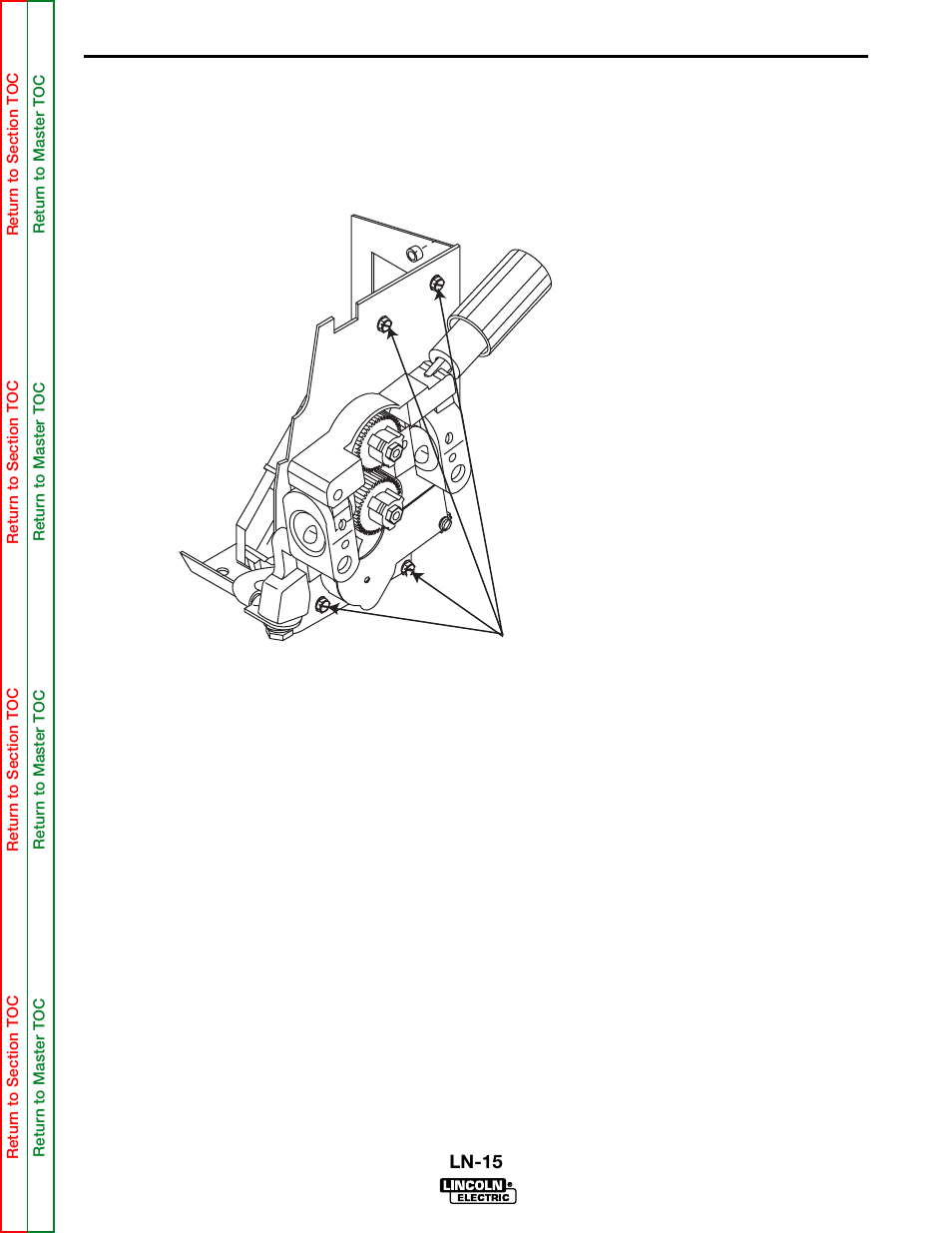 Troubleshooting and repair, Mounting screws | Lincoln Electric LN-15 WIRE FEEDER SVM166-A User Manual | Page 74 / 93