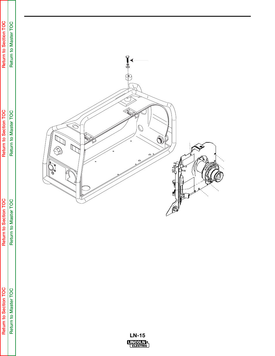 Mounting screws. see figure f.15, Troubleshooting and repair, 1/2" bolt | Lincoln Electric LN-15 WIRE FEEDER SVM166-A User Manual | Page 77 / 93