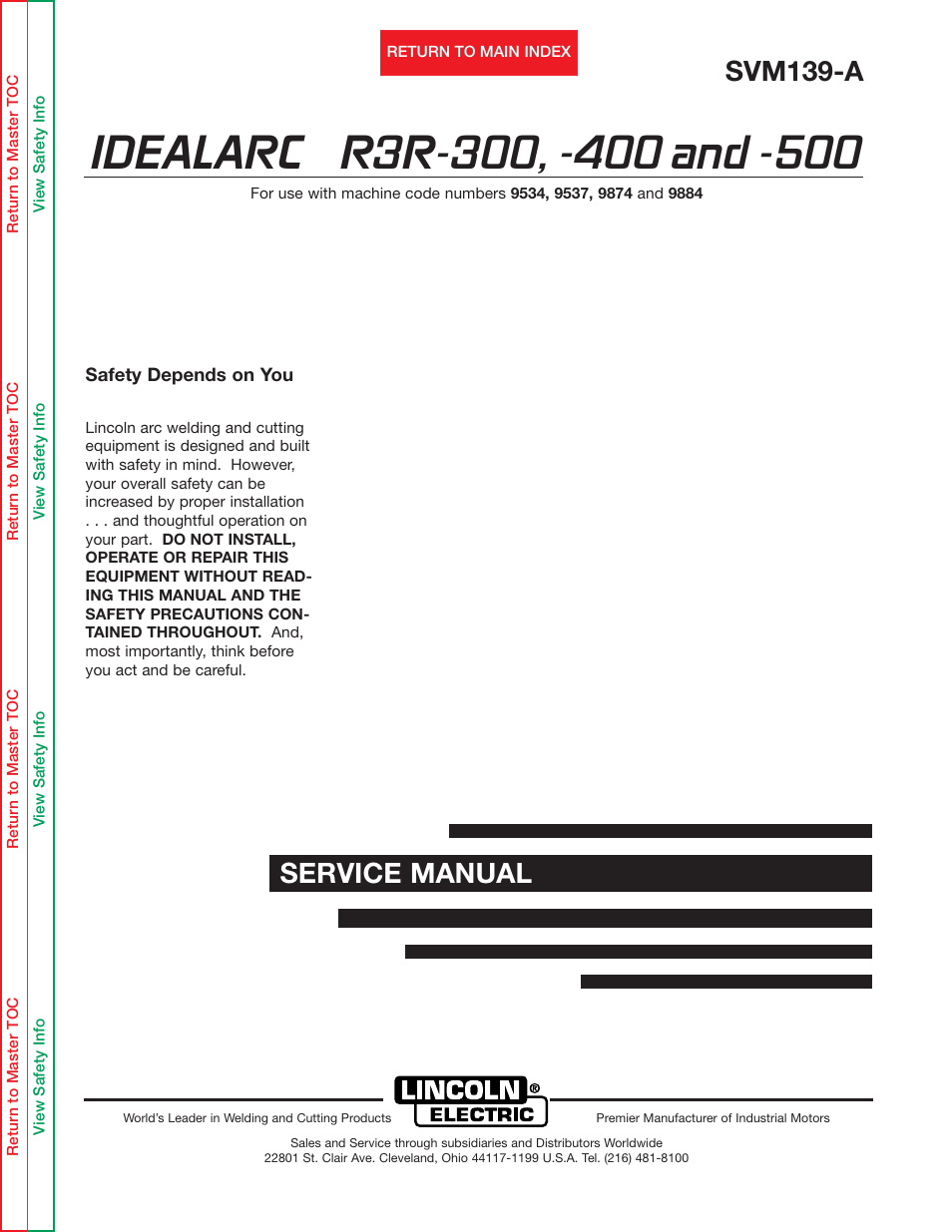 Lincoln Electric IDEALARC R3R-500 User Manual | 108 pages