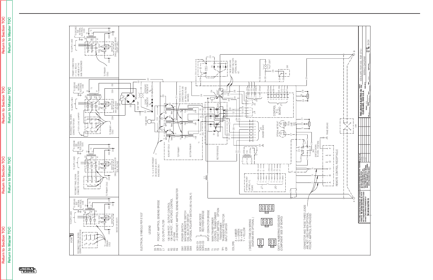 Electrical diagrams, Wiring diagram-r3r-300 | Lincoln Electric IDEALARC R3R-500 User Manual | Page 101 / 108