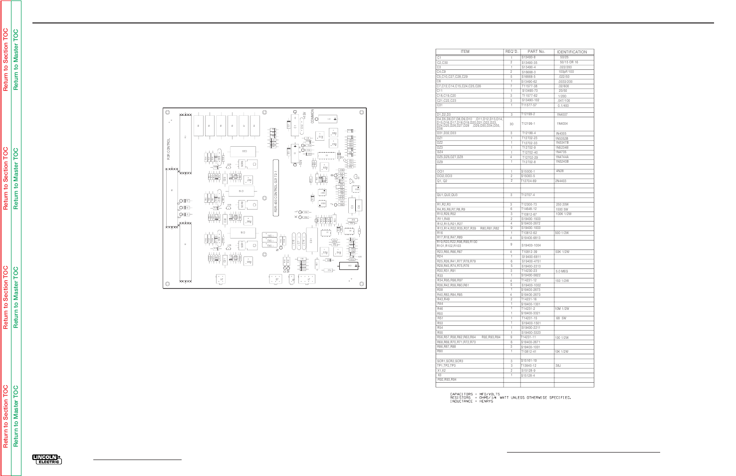 Electrical diagrams, R3r-400 control pc board | Lincoln Electric IDEALARC R3R-500 User Manual | Page 107 / 108