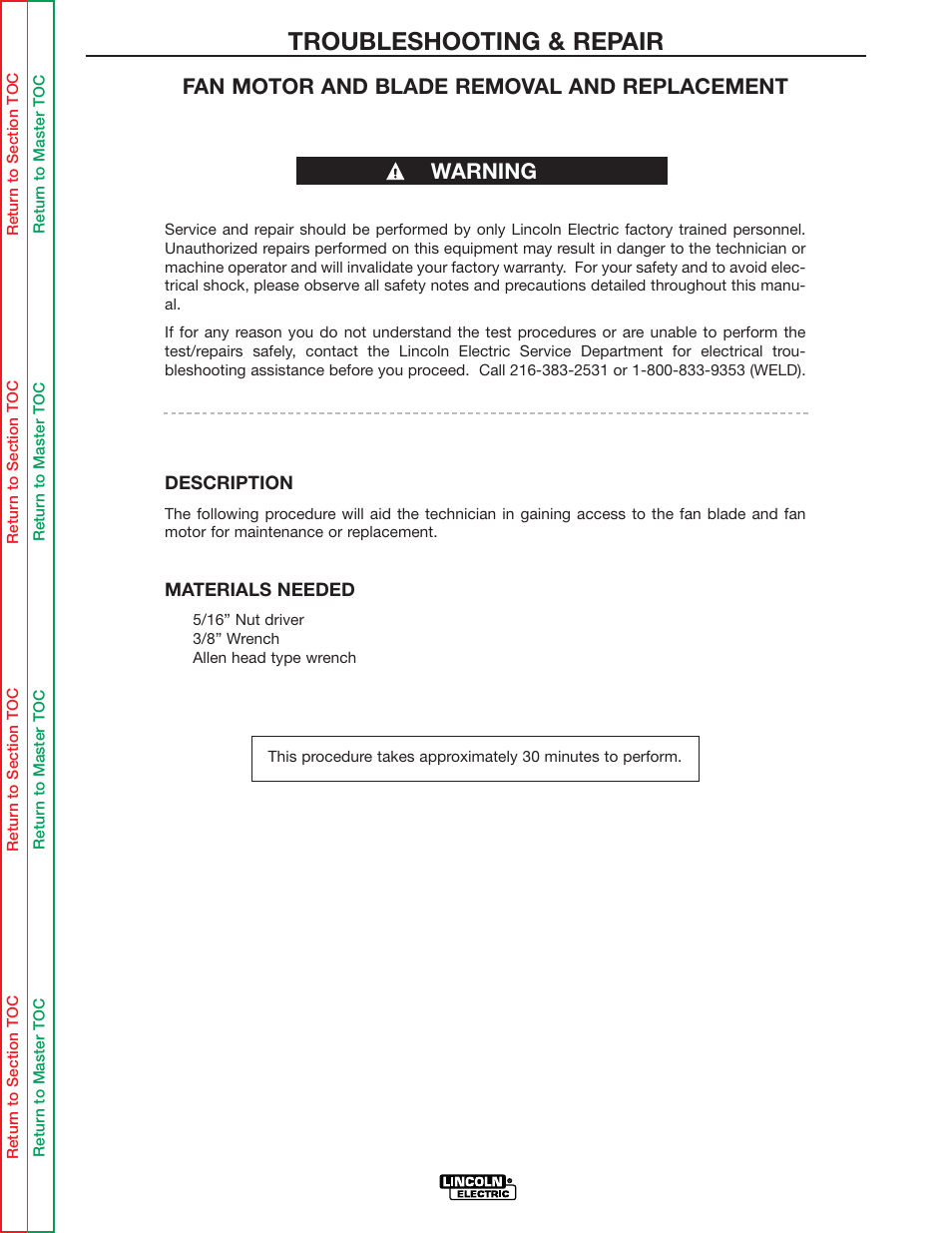 Troubleshooting & repair | Lincoln Electric IDEALARC R3R-500 User Manual | Page 75 / 108