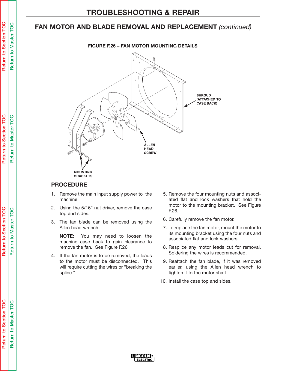 Troubleshooting & repair | Lincoln Electric IDEALARC R3R-500 User Manual | Page 76 / 108