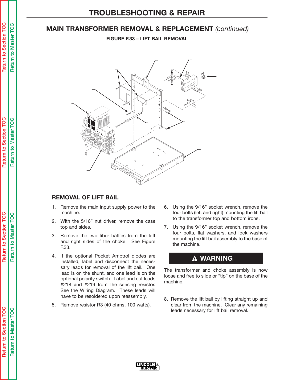 Troubleshooting & repair | Lincoln Electric IDEALARC R3R-500 User Manual | Page 89 / 108