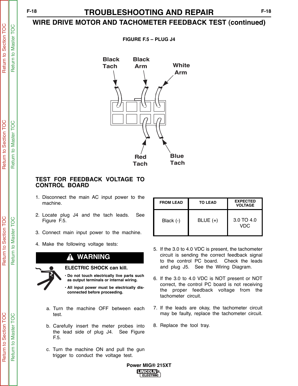 See figure, Troubleshooting and repair, Warning | Lincoln Electric POWER MIG 11521 User Manual | Page 56 / 97