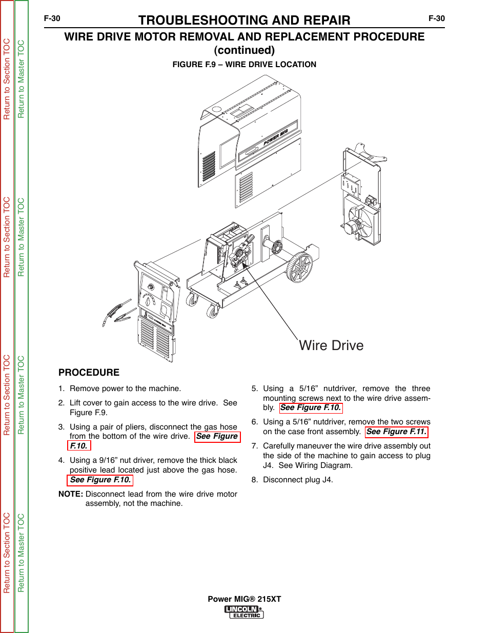 Wire drive, Troubleshooting and repair | Lincoln Electric POWER MIG 11521 User Manual | Page 68 / 97