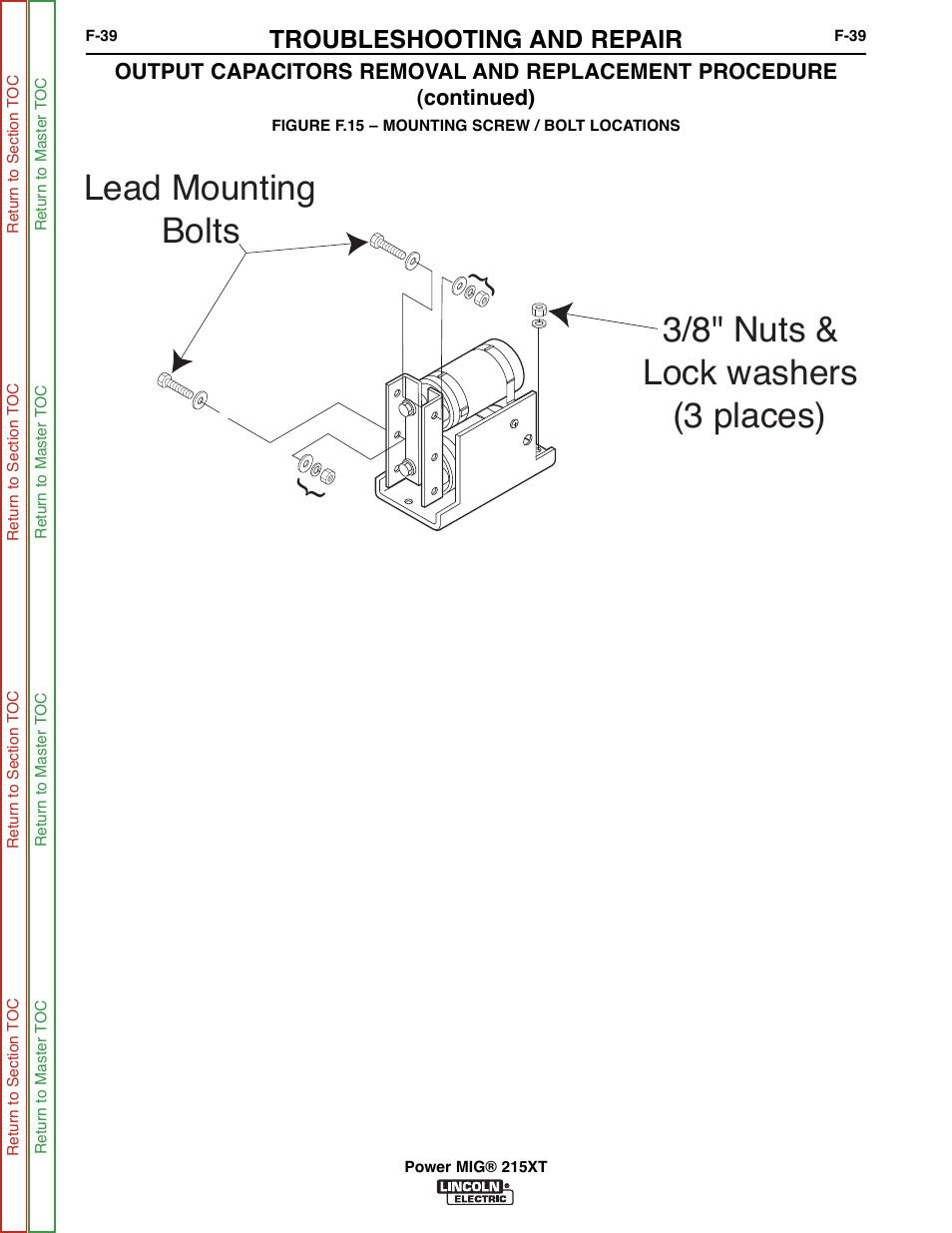 See figure f.15, Troubleshooting and repair | Lincoln Electric POWER MIG 11521 User Manual | Page 77 / 97