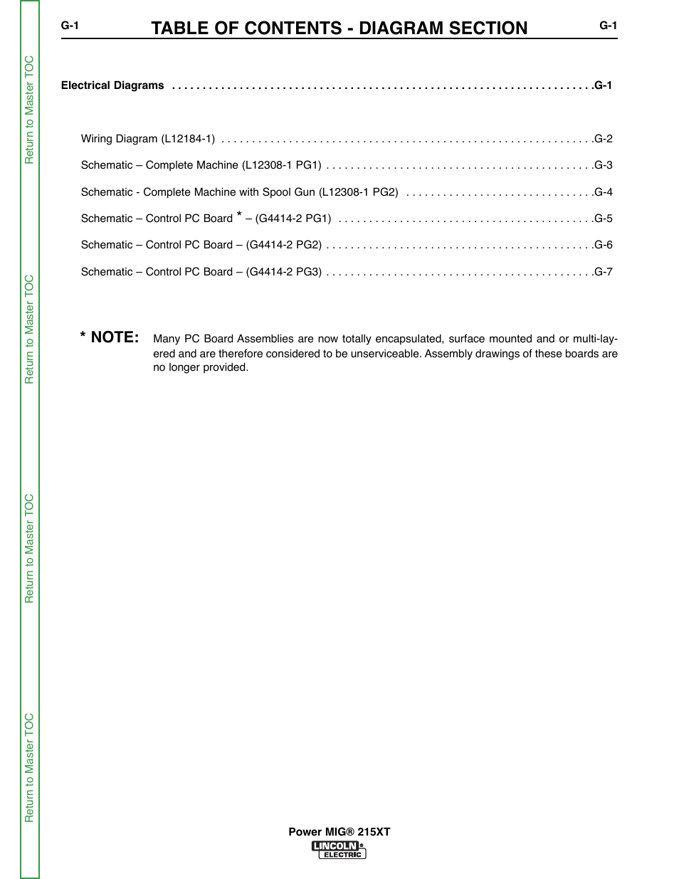 Section g - electrical diagrams | Lincoln Electric POWER MIG 11521 User Manual | Page 91 / 97