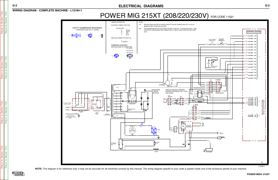 Electrical diagrams, Power mig® 215xt, Cavity numbering sequence | Lincoln Electric POWER MIG 11521 User Manual | Page 92 / 97