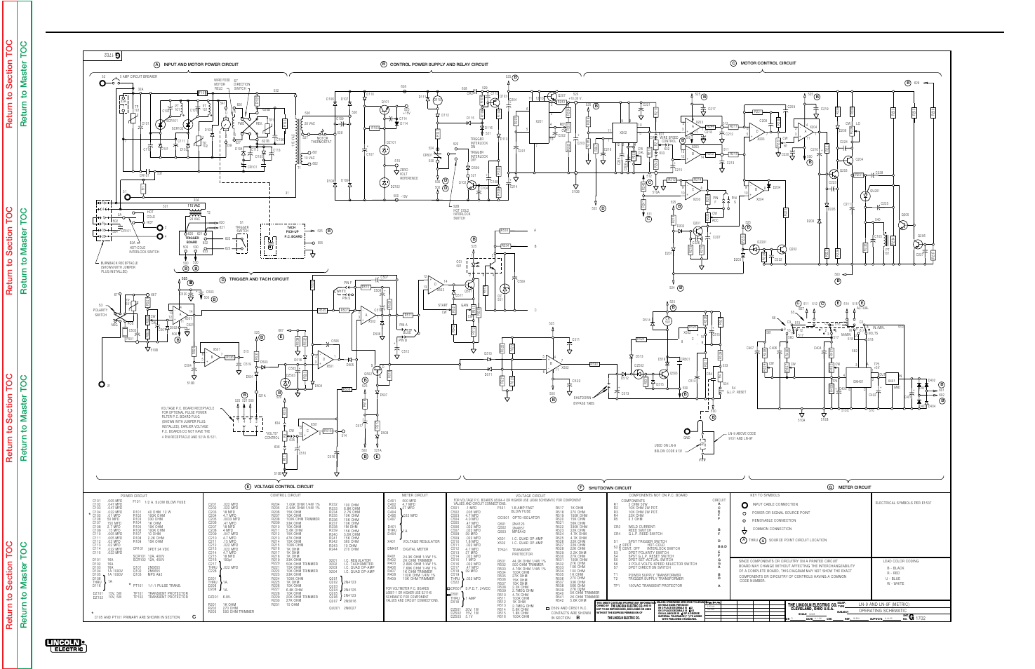 Electrical diagrams, Operating schematic, Ln-9 | Lincoln Electric LN-9 SVM127-A User Manual | Page 132 / 135