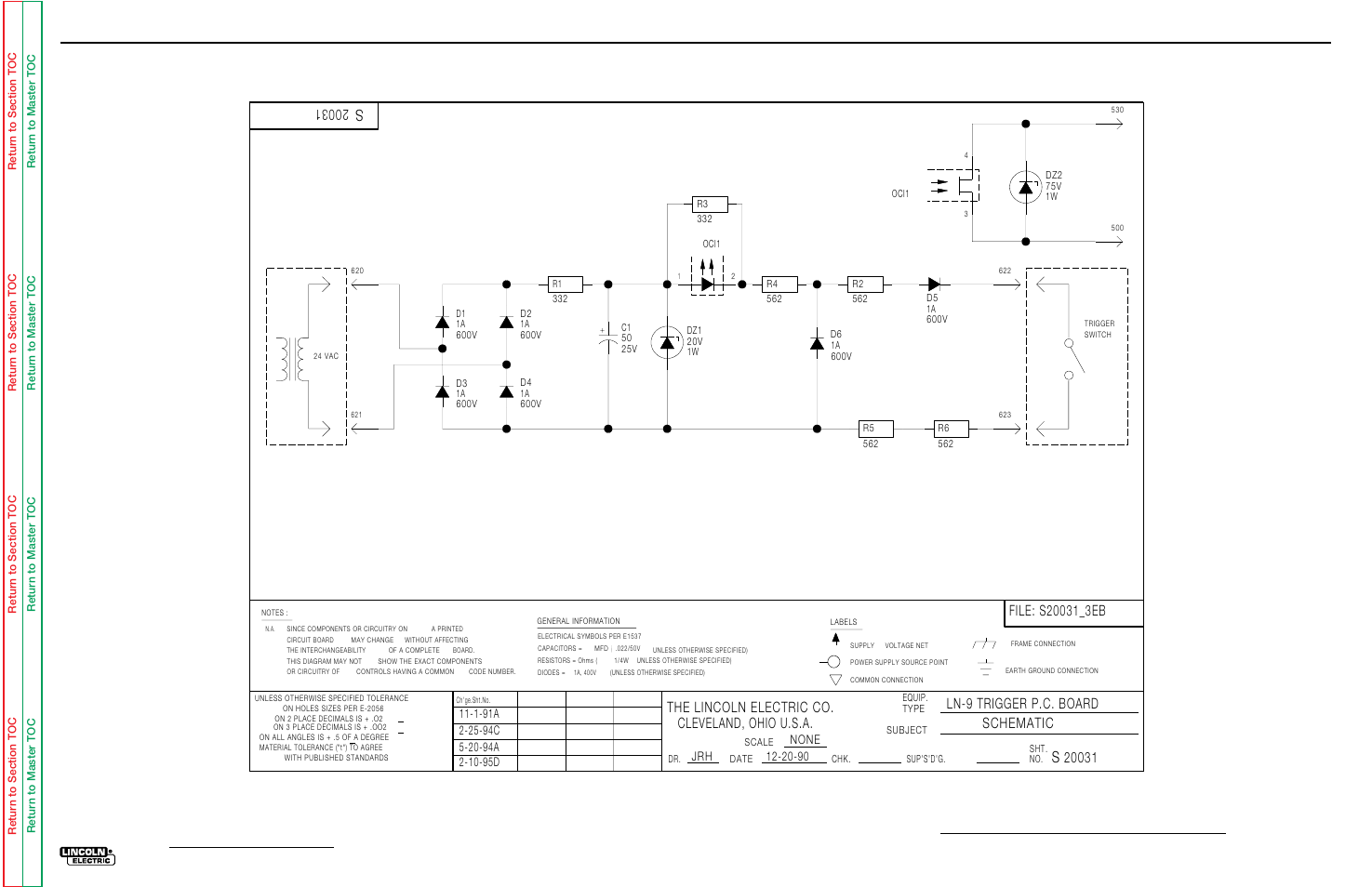 Electrical diagrams, Ln-9, Cleveland, ohio u.s.a | The lincoln electric co, Schematic | Lincoln Electric LN-9 SVM127-A User Manual | Page 134 / 135