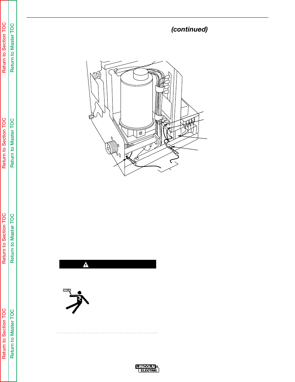 Troubleshooting & repair, T1 transformer test (continued), Warning | Lincoln Electric LN-9 SVM127-A User Manual | Page 82 / 135