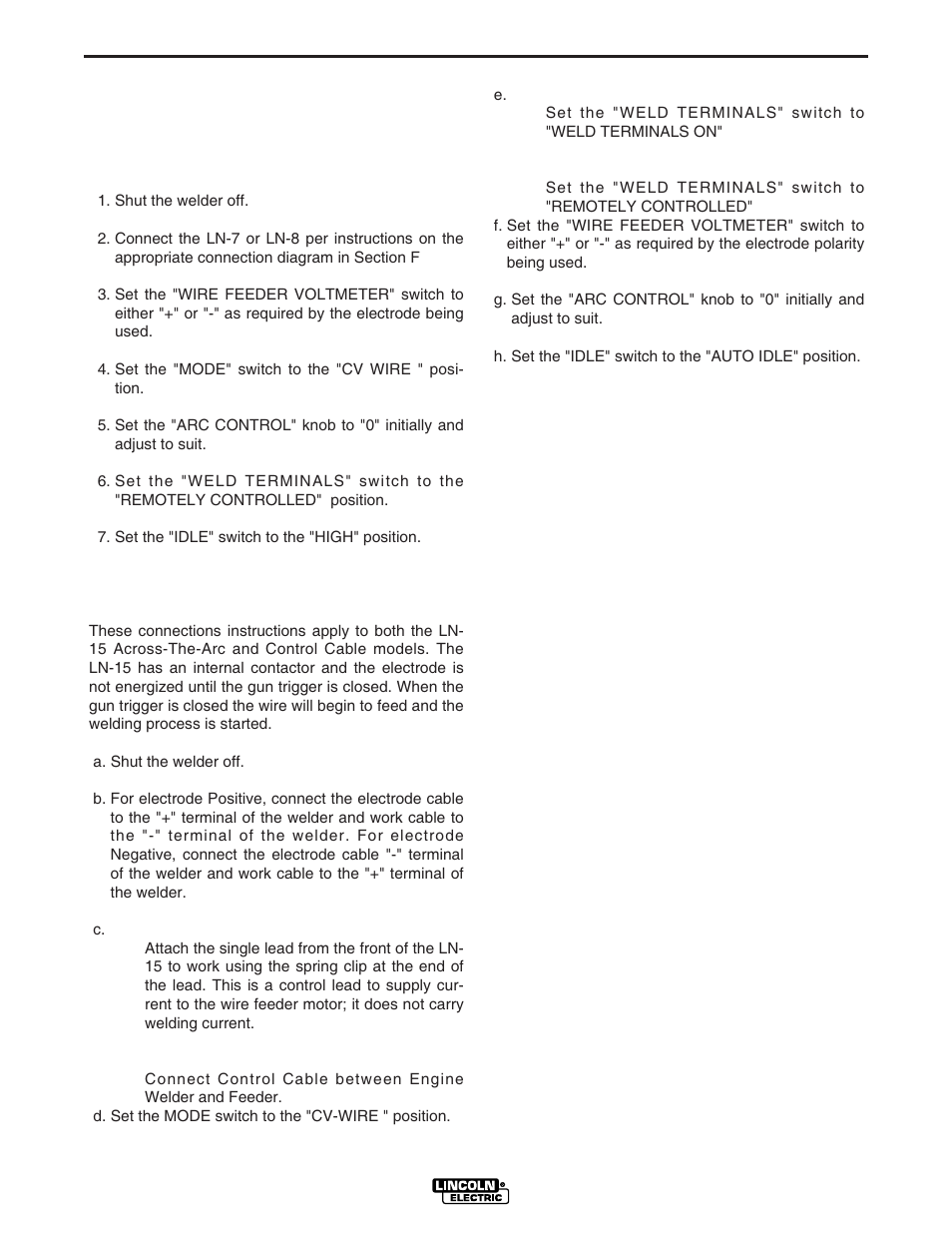 Installation, Connection of lincoln elec- tric wire feeders | Lincoln Electric RANGER 250 LPG IM931 User Manual | Page 17 / 52