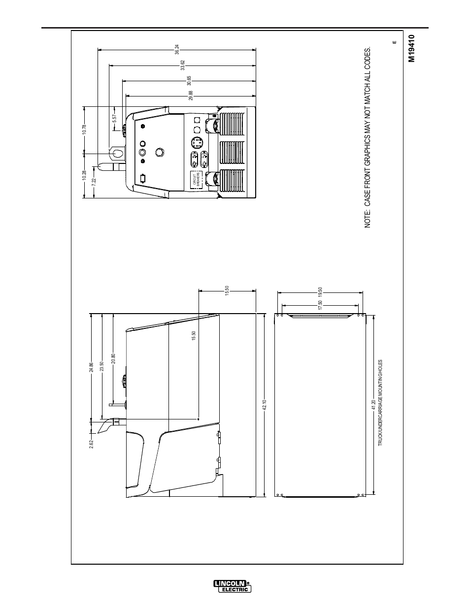 Dimension print, F-12, Ranger 250 lpg | Lincoln Electric RANGER 250 LPG IM931 User Manual | Page 47 / 52