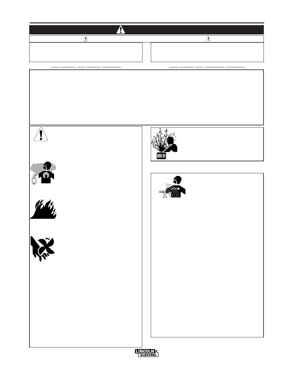 Warning, Safety, For engine powered equipment | Electric and magnetic fields may be dangerous | Lincoln Electric IDEALARC R3R-300 User Manual | Page 2 / 32