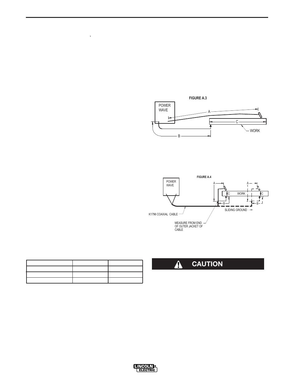 Installation, Electrode and work cable connections, Caution | Cable inductance, and its effects on pulse welding | Lincoln Electric POWER WAVE IM718 User Manual | Page 13 / 48