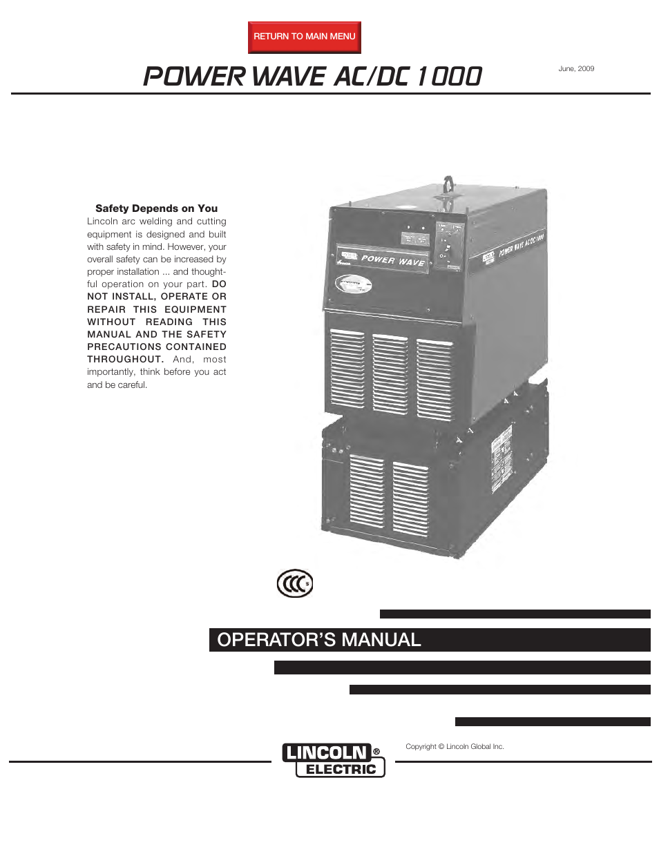 Lincoln Electric POWER WAVE 11124 User Manual | 74 pages