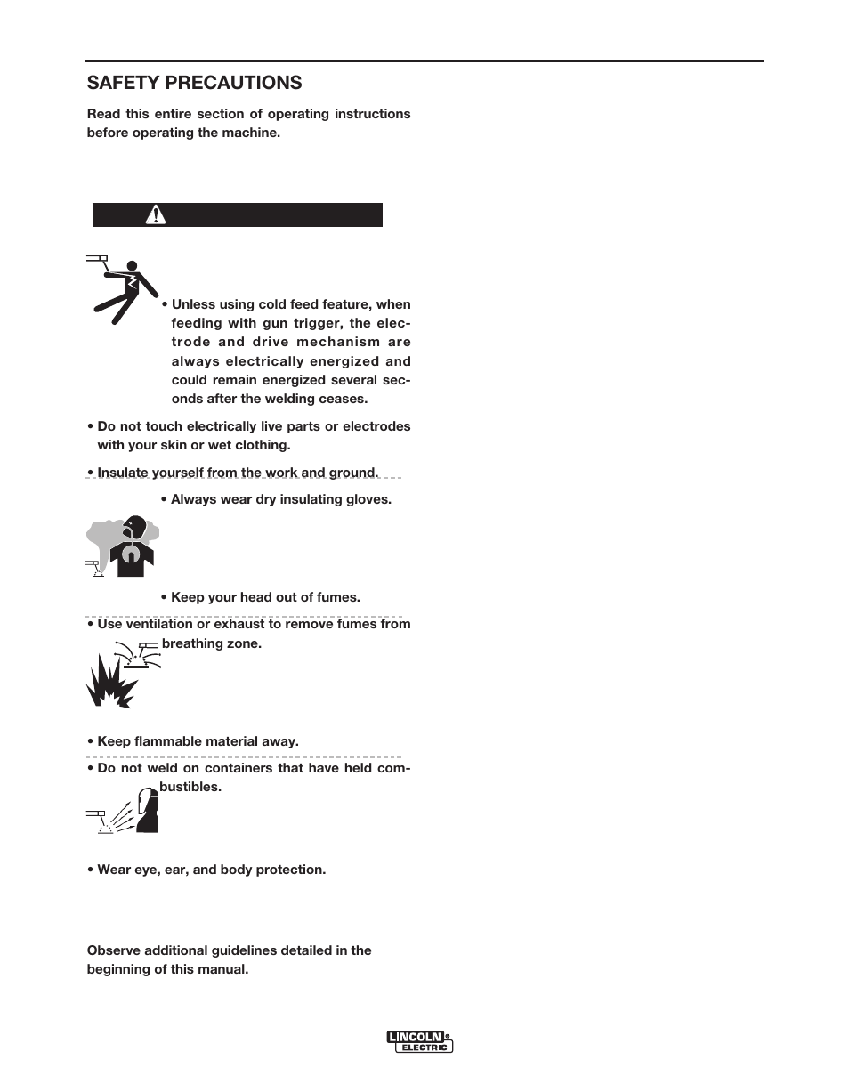Operation, Safety precautions | Lincoln Electric POWER WAVE 11124 User Manual | Page 39 / 74