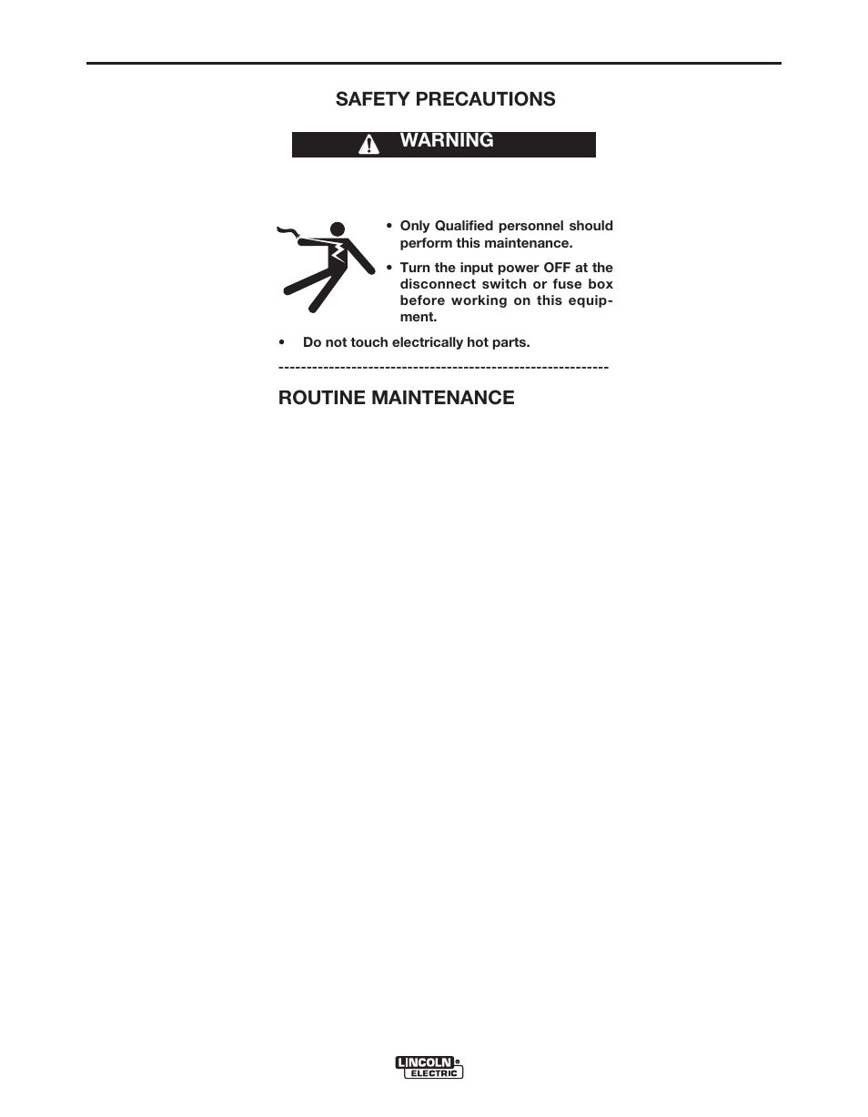 Maintenance, Safety precautions, Routine maintenance | Periodic maintenance, Calibration specification, Warning | Lincoln Electric POWER WAVE 11124 User Manual | Page 51 / 74