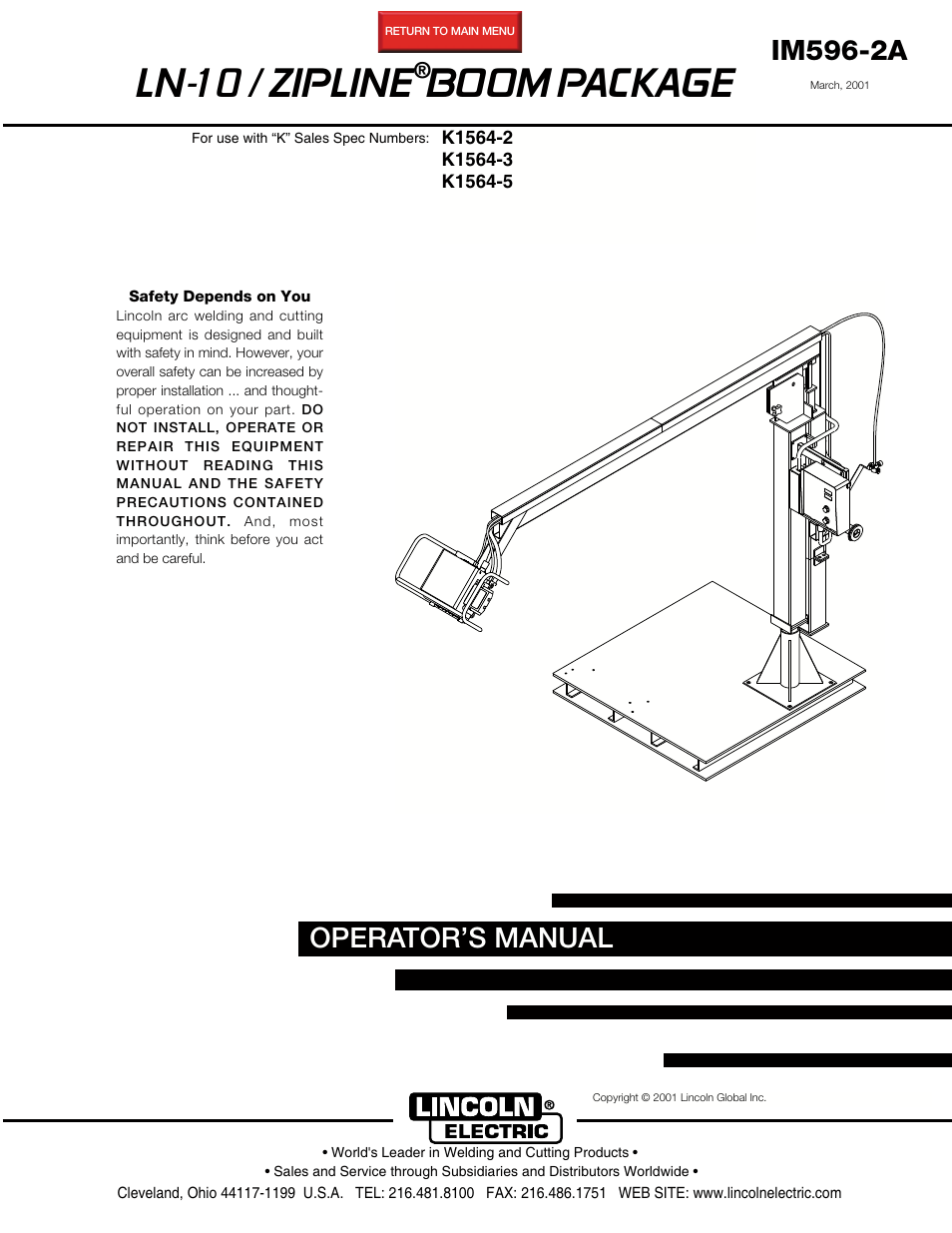 Lincoln Electric ZIPLINE IM596-2A User Manual | 24 pages