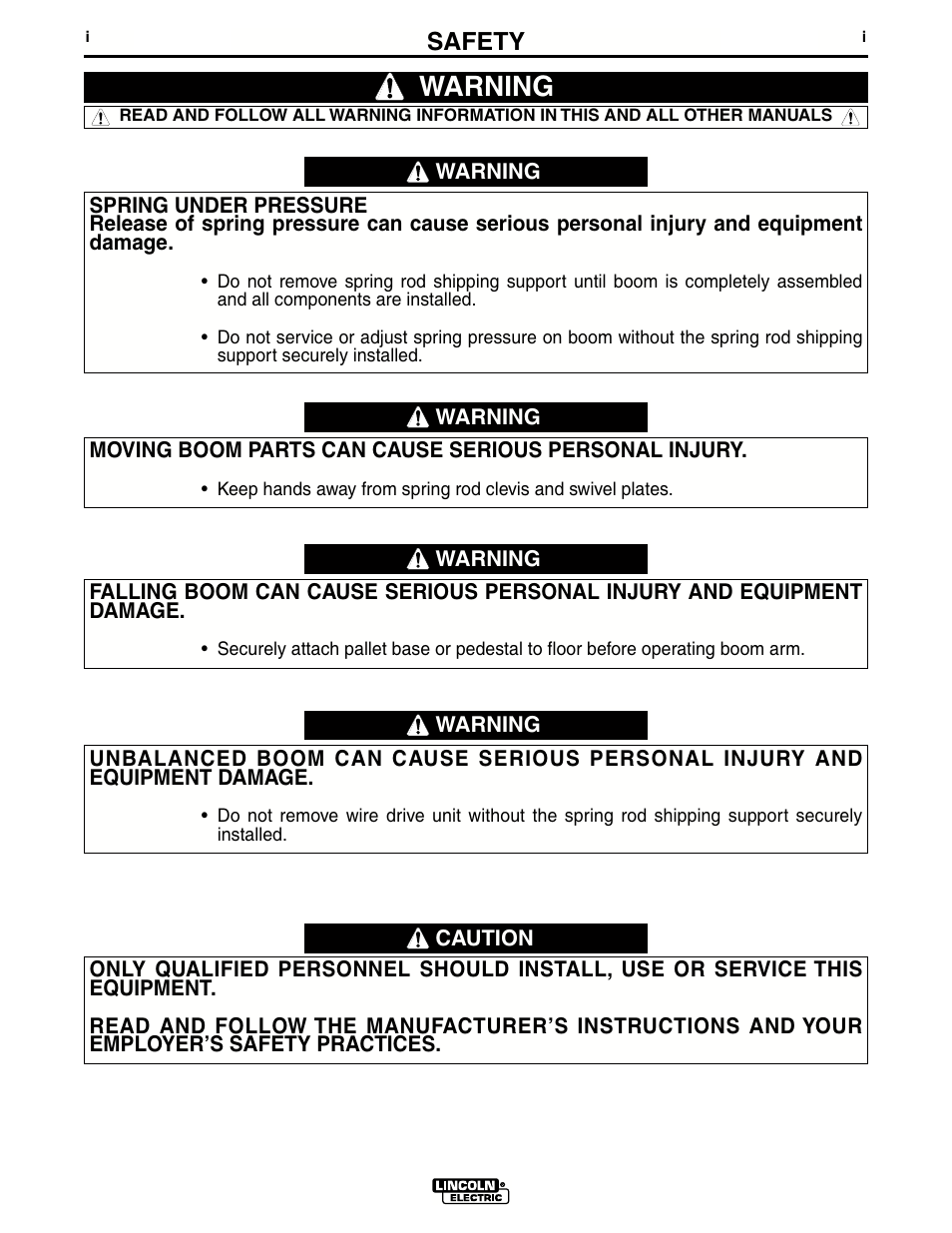 Warning, Safety | Lincoln Electric ZIPLINE IM596-2A User Manual | Page 2 / 24