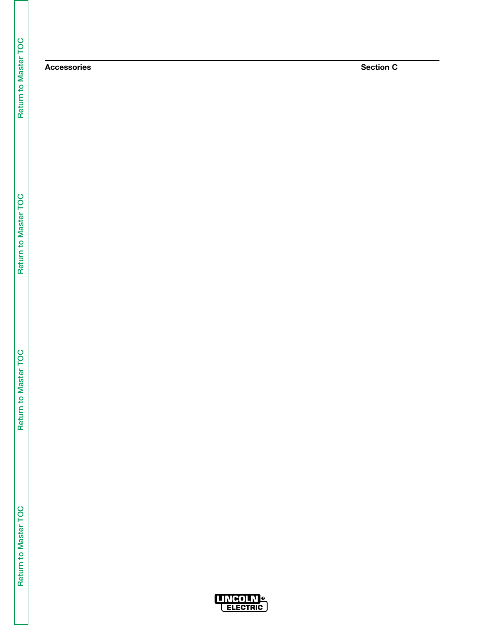 Section c accessories, See the, Accessories | Table of contents - accessories | Lincoln Electric IDEALARC SVM136-A User Manual | Page 23 / 102