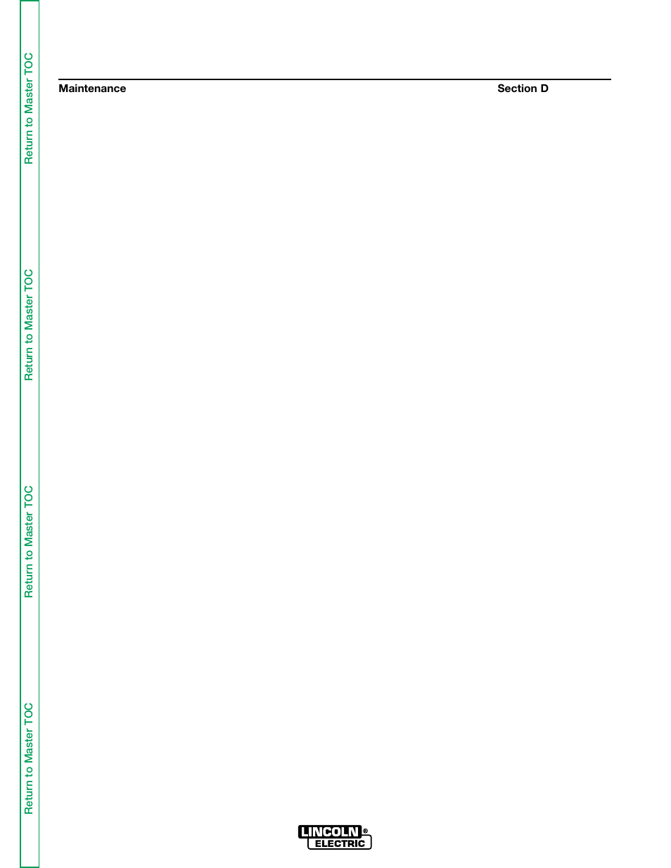 Section d maintenance, Table of contents -maintenance | Lincoln Electric IDEALARC SVM136-A User Manual | Page 31 / 102