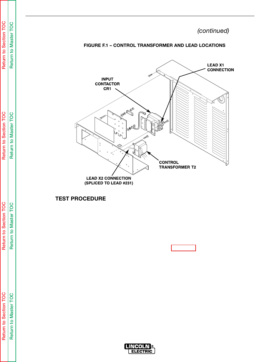 Troubleshooting & repair, Control transformer (t2) voltage test (continued) | Lincoln Electric IDEALARC SVM136-A User Manual | Page 51 / 102