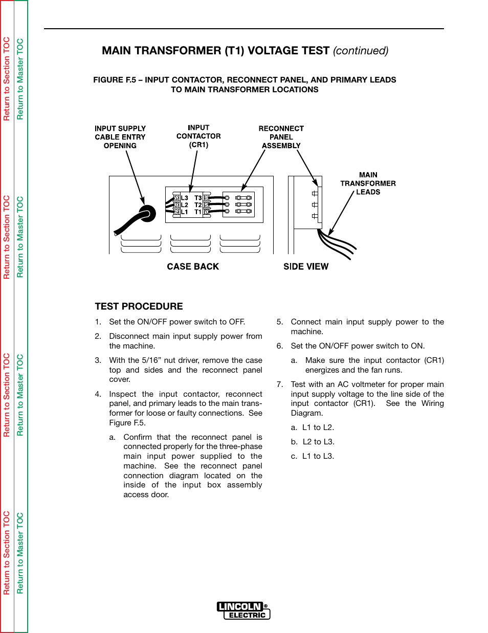 Troubleshooting & repair, Main transformer (t1) voltage test (continued) | Lincoln Electric IDEALARC SVM136-A User Manual | Page 57 / 102