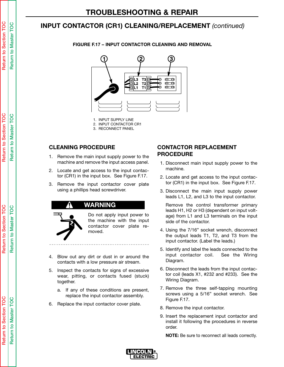 Troubleshooting & repair, Warning | Lincoln Electric IDEALARC SVM136-A User Manual | Page 73 / 102