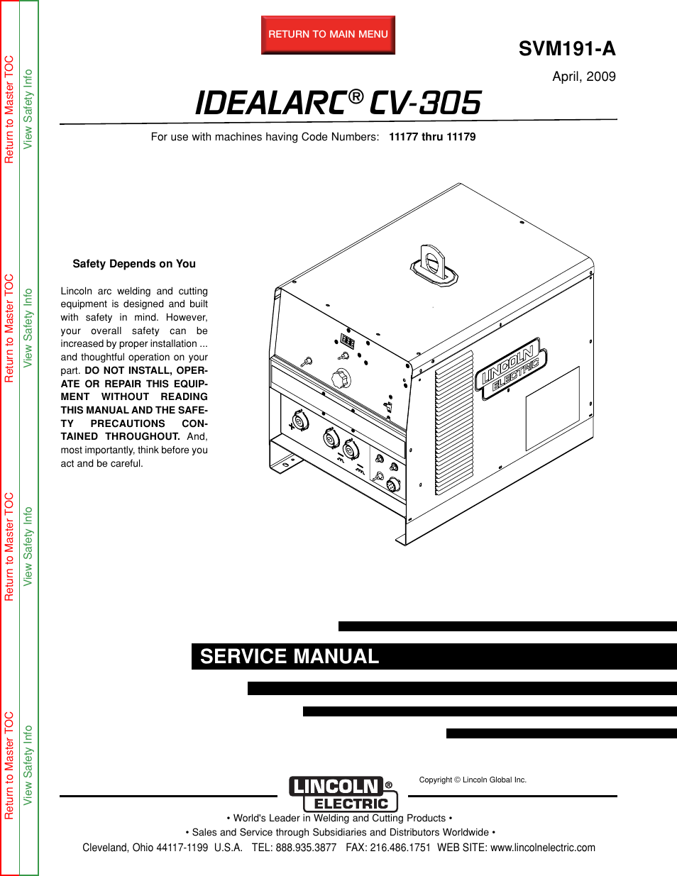 Lincoln Electric IDEALARC CV-305 User Manual | 97 pages