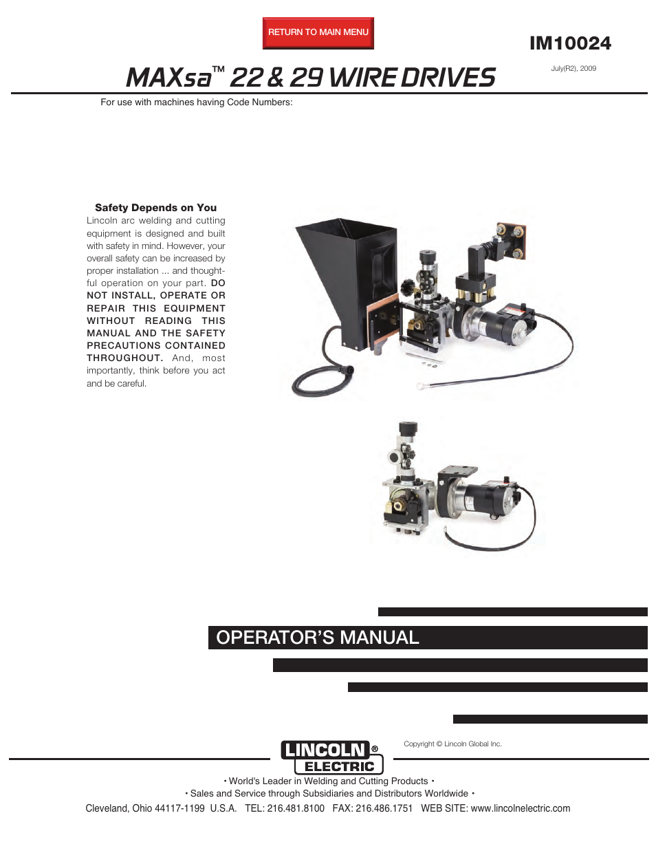 Lincoln Electric MAXSA IM10024 User Manual | 45 pages