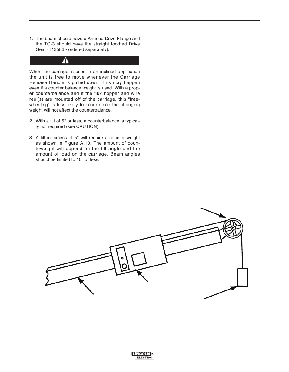 Beam carriage weight pulley, Installation | Lincoln Electric MAXSA IM10024 User Manual | Page 19 / 45