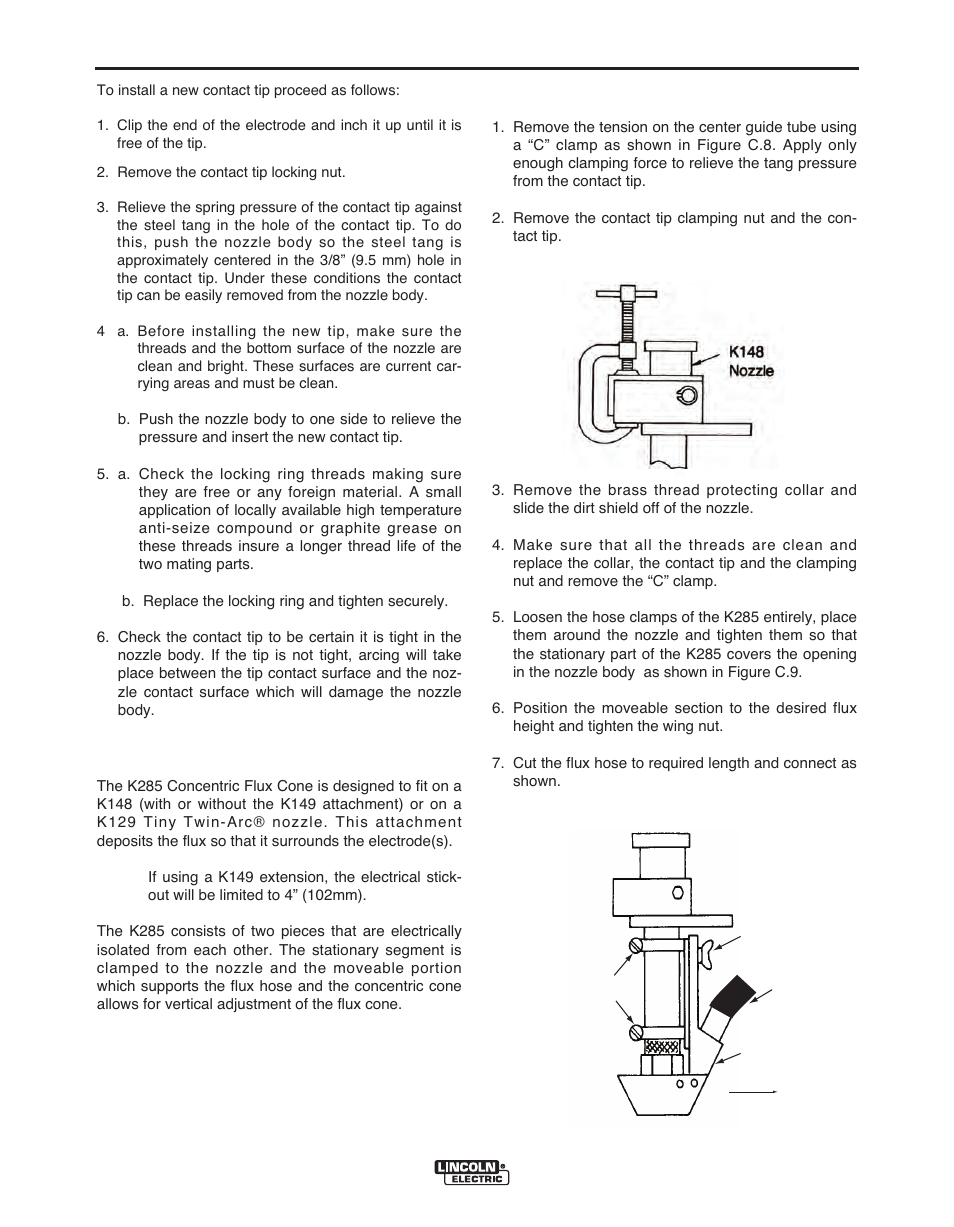 Accessories, K285 concentric flux cone | Lincoln Electric MAXSA IM10024 User Manual | Page 28 / 45