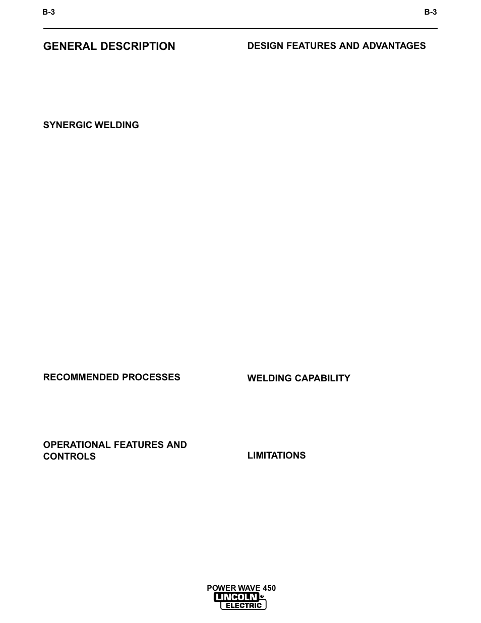 Operation, General description | Lincoln Electric INVERTEC POWER WAVE 450 IM524-D User Manual | Page 15 / 54